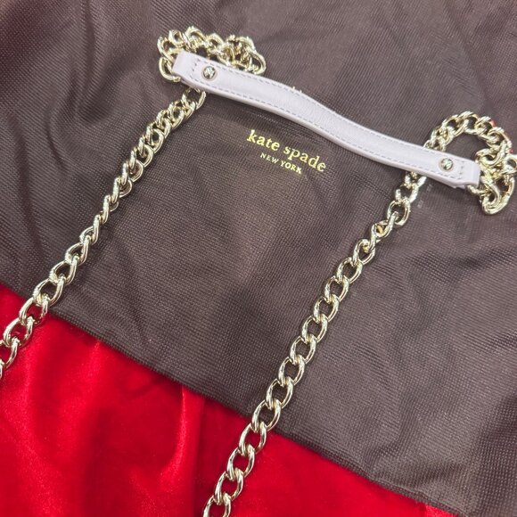 KATE SPADE NEW YORK QUILTED LIGHT TAUPE SILVER CHAIN BAG SMALL LIKE NEW - Picture 15 of 15